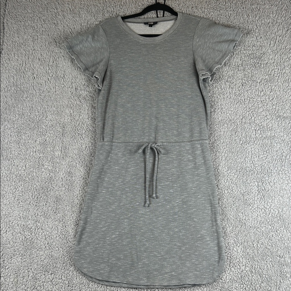 Paige Drawstring Cord Waist Short Sleeve Gray Relaxed Soft Dress Size S